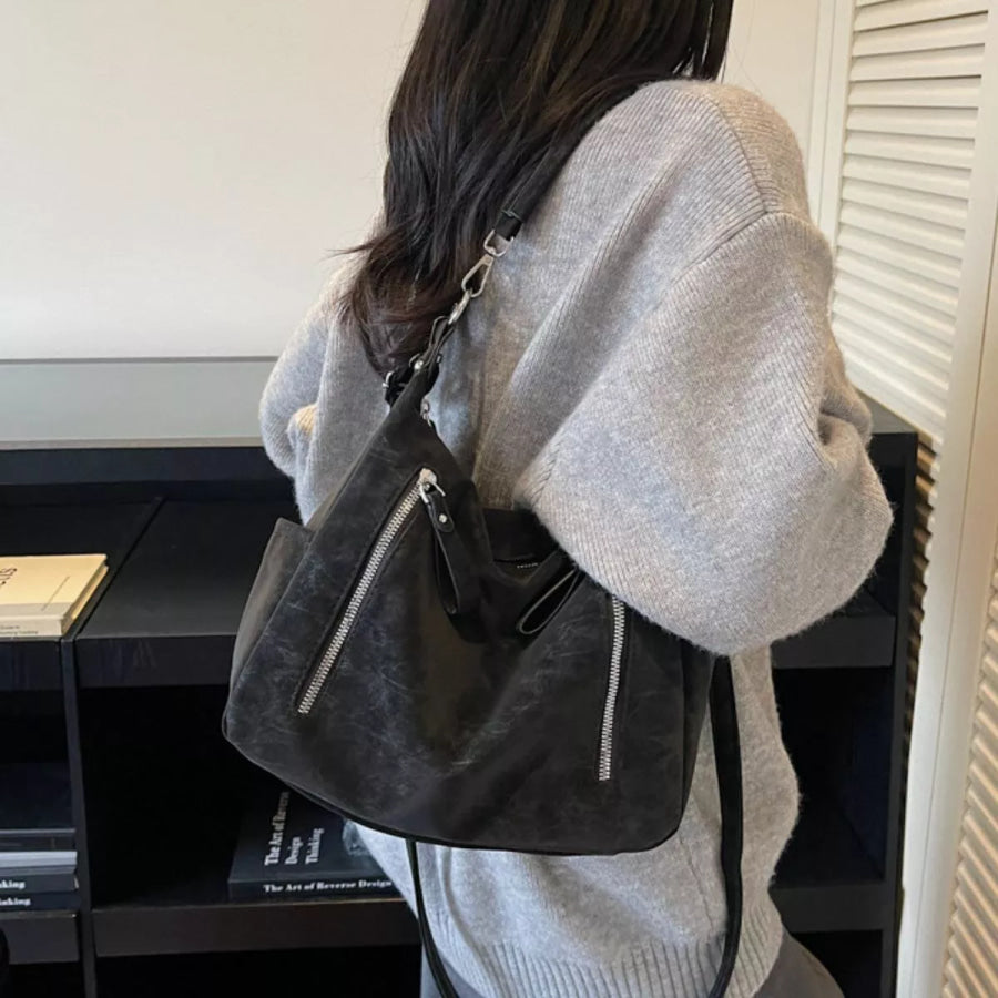 Multi-Zipper Casual Shoulder Bag Black / onesize Apparel and Accessories