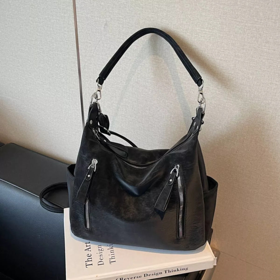 Multi-Zipper Casual Shoulder Bag Black / onesize Apparel and Accessories