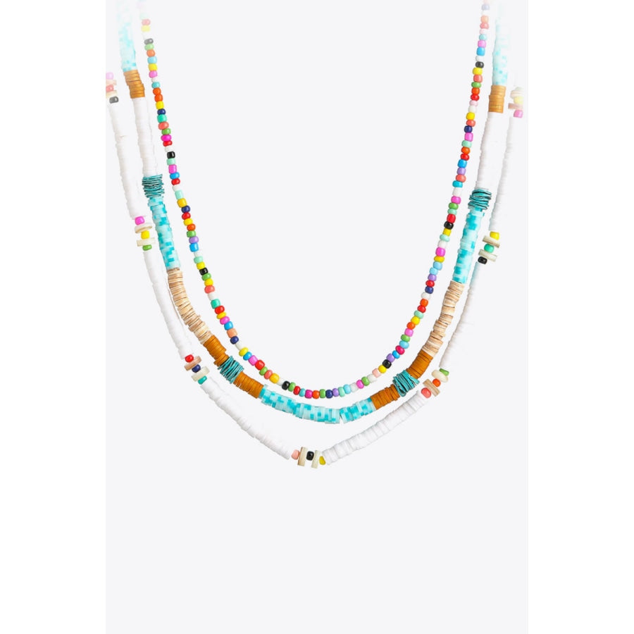 Multicolored Bead Necklace Three-Piece Set Multicolor / One Size