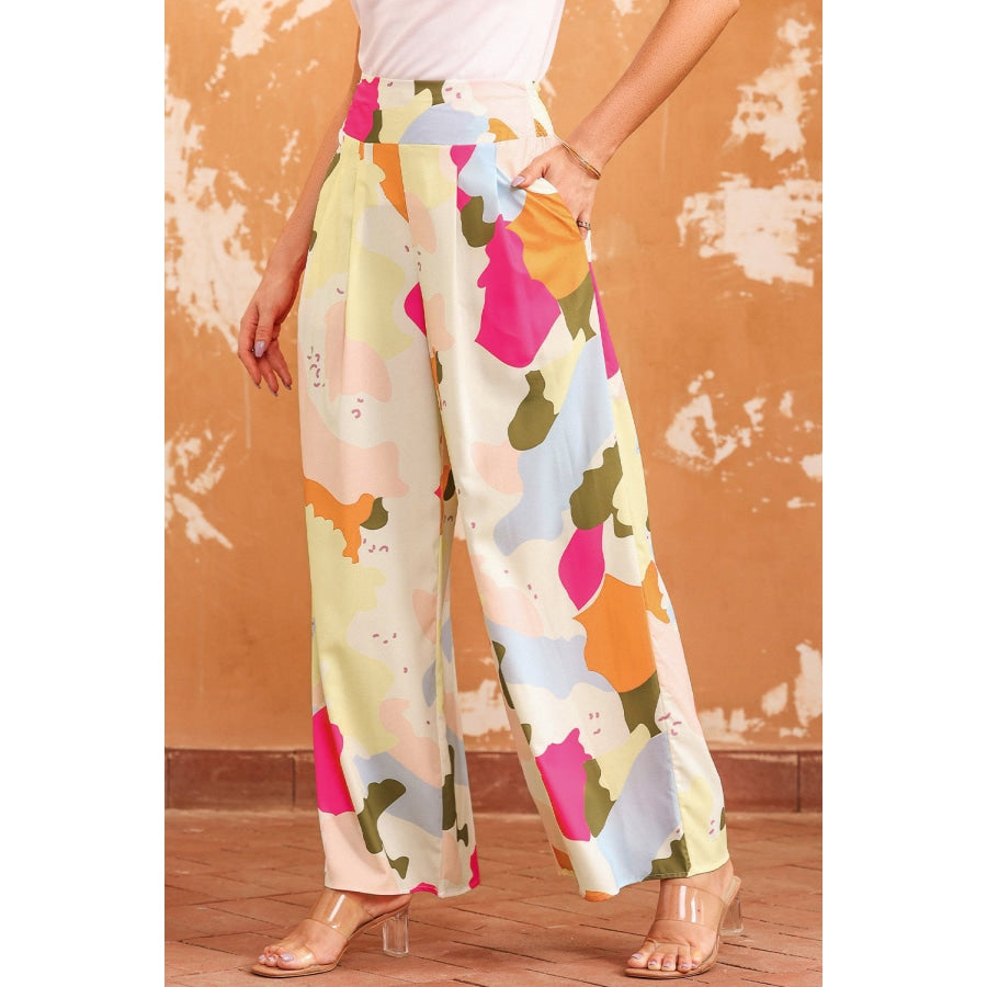 Multicolored High Waist Wide Leg Pants