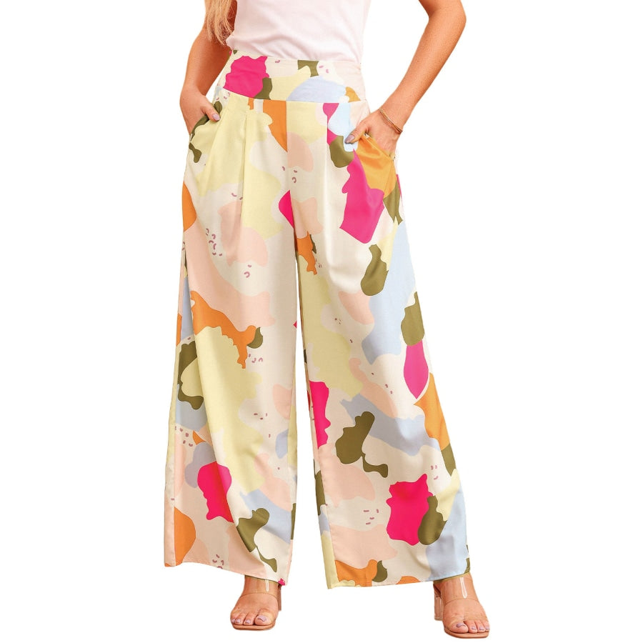 Multicolored High Waist Wide Leg Pants