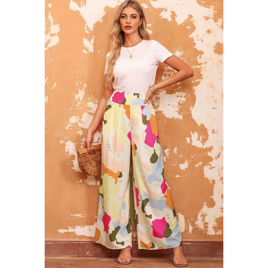 Multicolored High Waist Wide Leg Pants