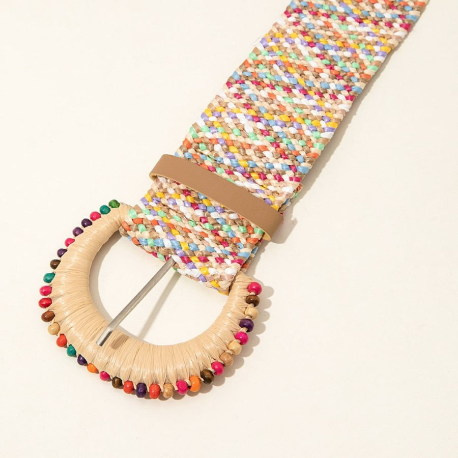 Multicolored Polypropylene Bead Buckle Belt Multicolor / One Size Apparel and Accessories