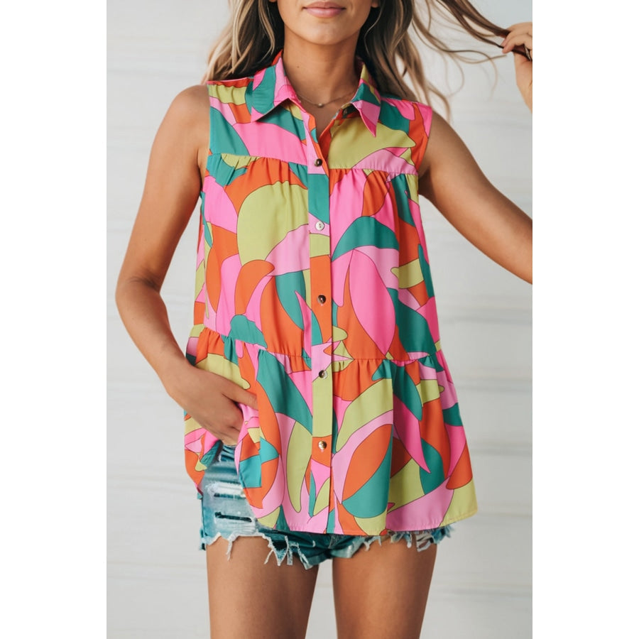 Multicolored Sleeveless Longline Shirt