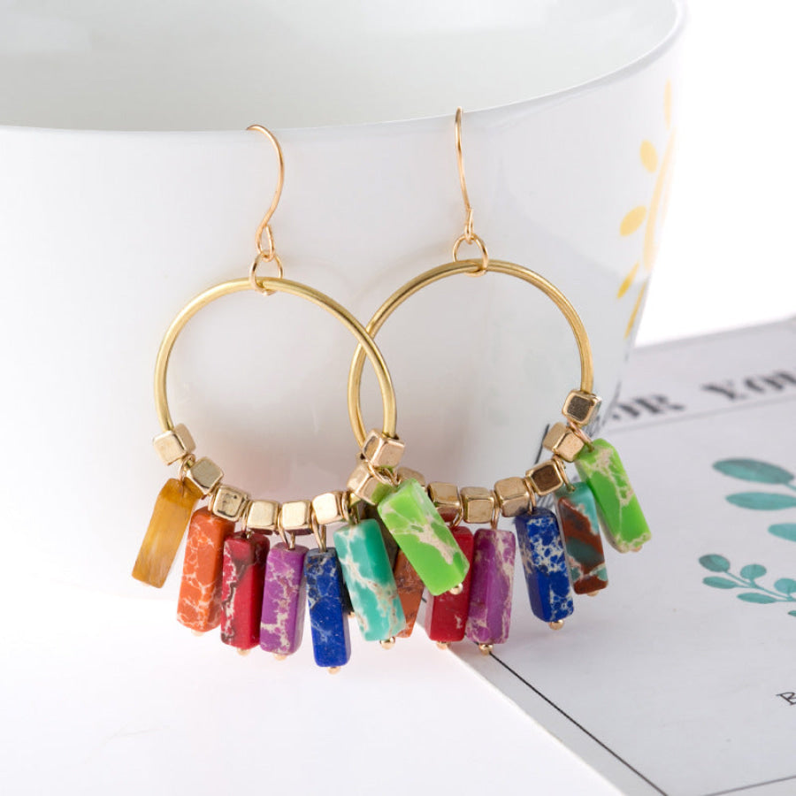 Multicolored Stone Dangle Earrings Multicolor / One Size