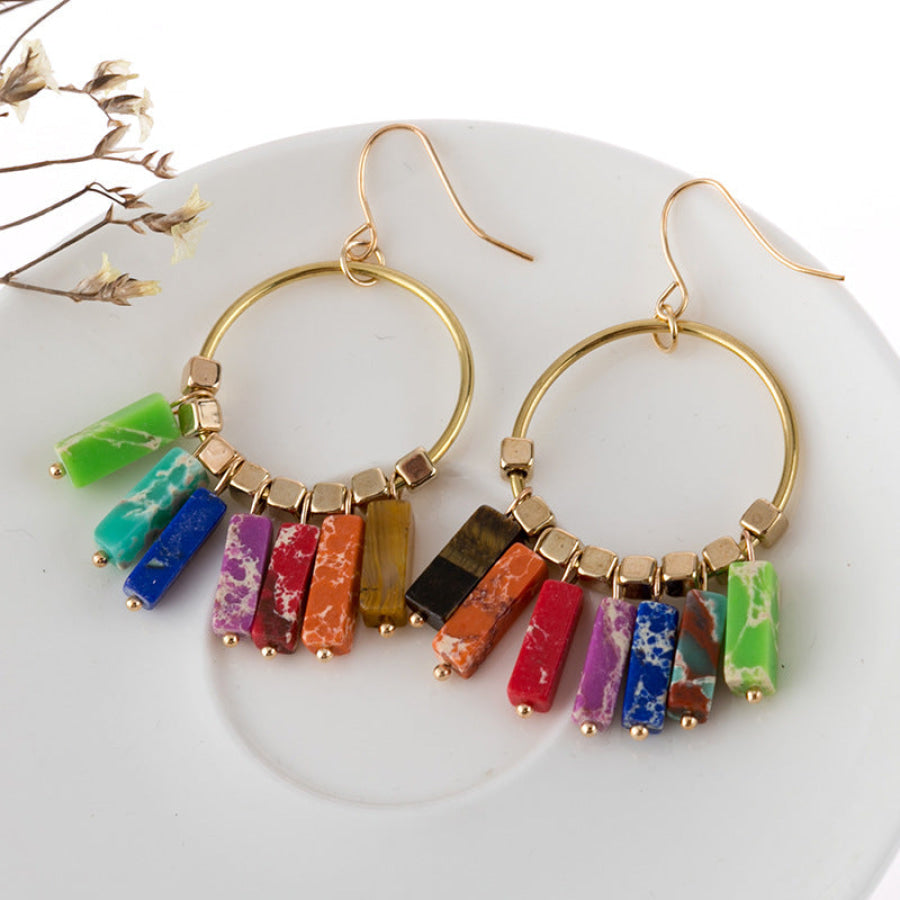 Multicolored Stone Dangle Earrings Multicolor / One Size