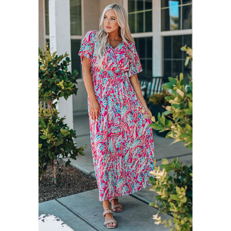 Multicolored V-Neck Maxi Dress