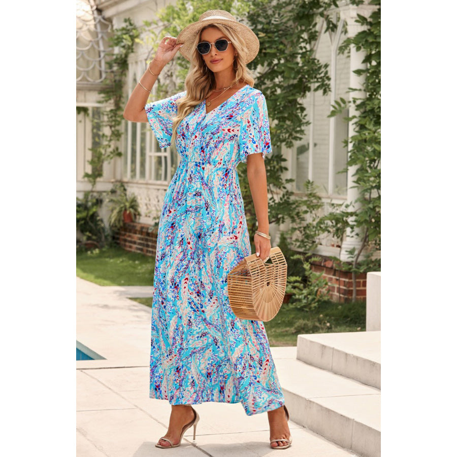 Multicolored V-Neck Maxi Dress