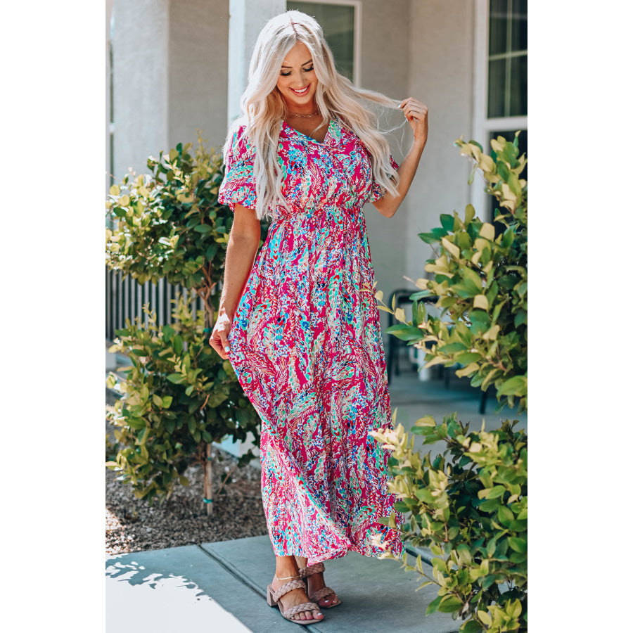 Multicolored V-Neck Maxi Dress