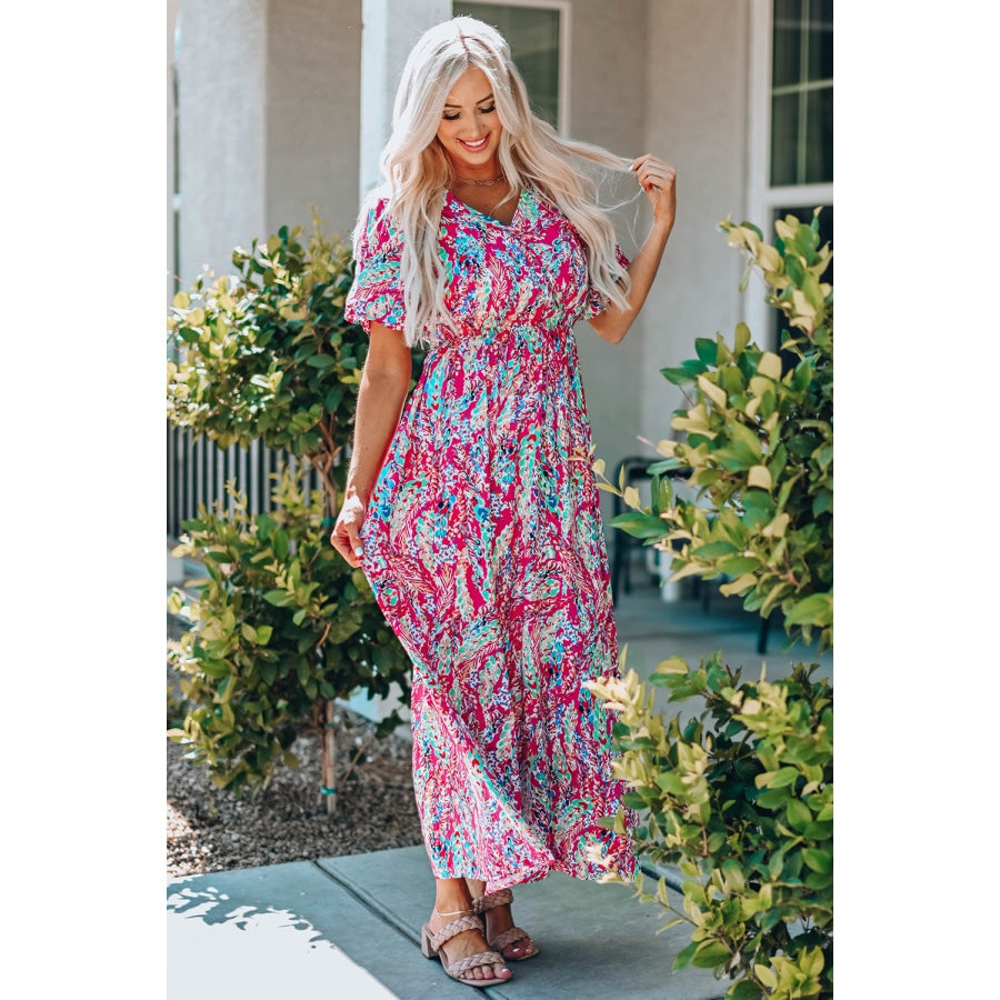 Multicolored V-Neck Maxi Dress