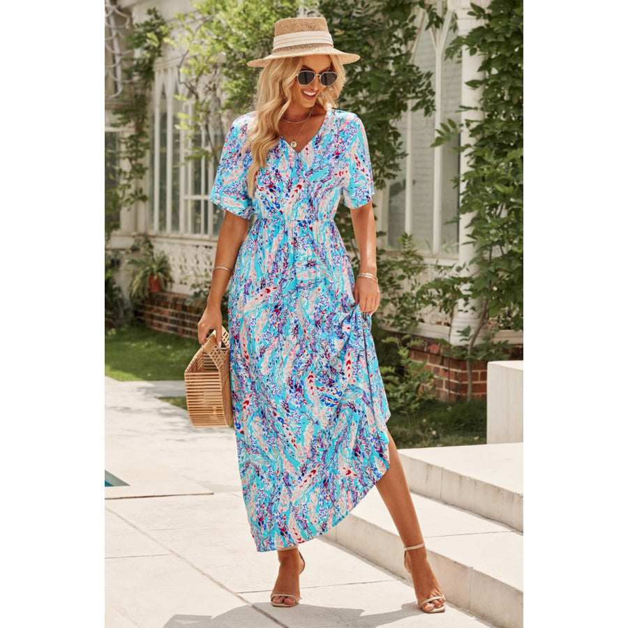 Multicolored V-Neck Maxi Dress