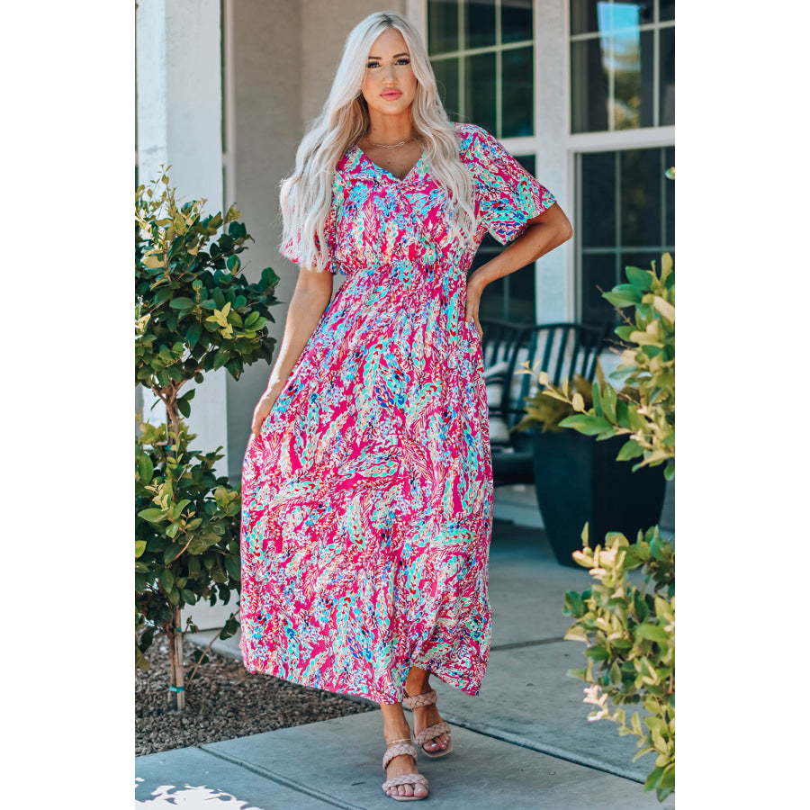 Multicolored V-Neck Maxi Dress