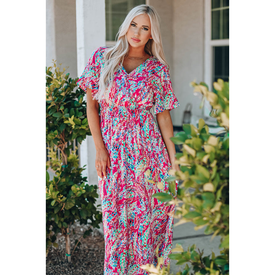 Multicolored V-Neck Maxi Dress