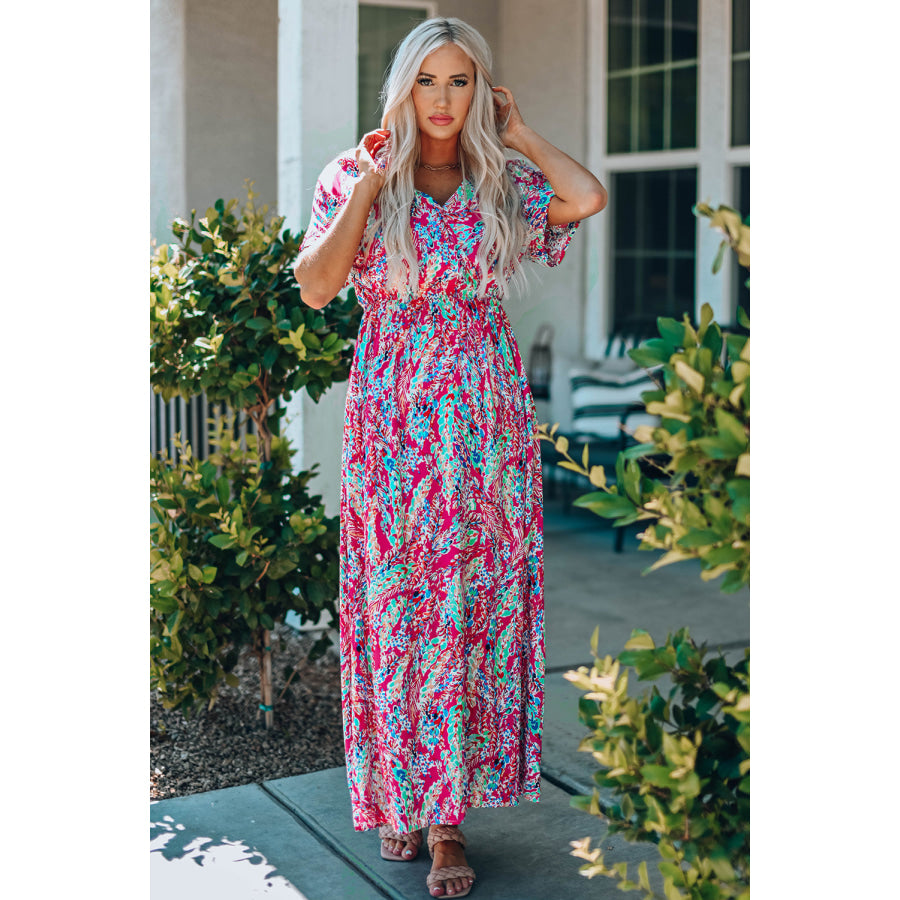 Multicolored V-Neck Maxi Dress