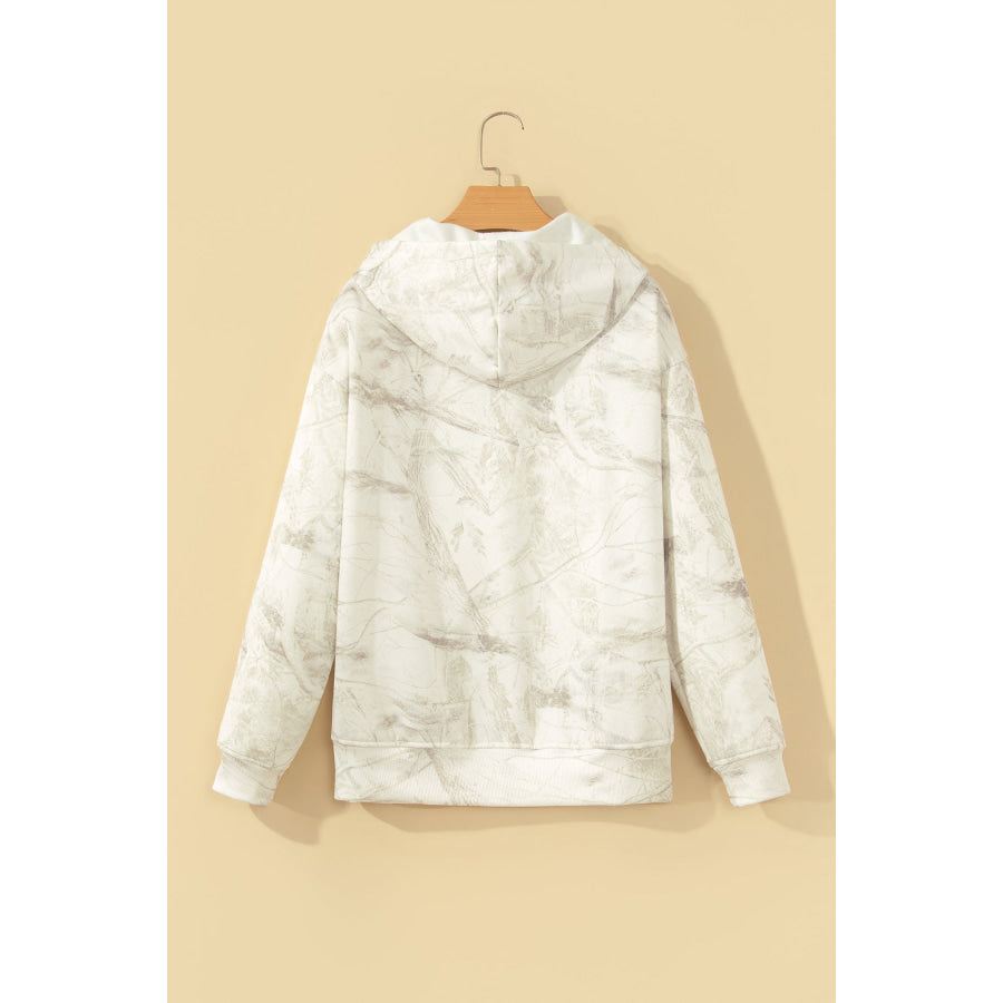 Multicolour Abstract Camo Print Hooded Zip-Up Sweatshirt Tops/Sweatshirts & Hoodies