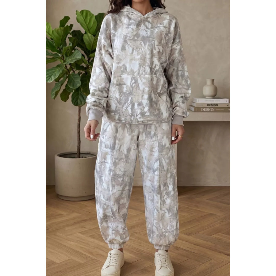 Multicolour Abstract Print Long Sleeve Elastic Waist Pant Set Apparel and Accessories