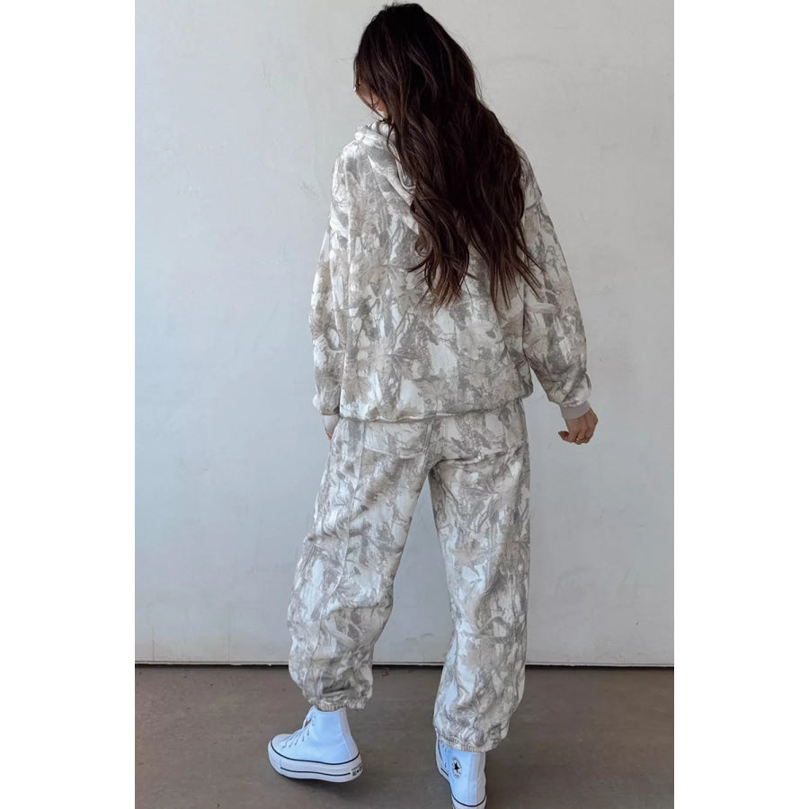 Multicolour Abstract Print Long Sleeve Elastic Waist Pant Set Apparel and Accessories