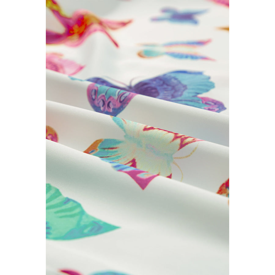Multicolour Butterfly Pattern Short Sleeve Shirt Pajamas Set Loungewear & Sleepwear/Sleepwear