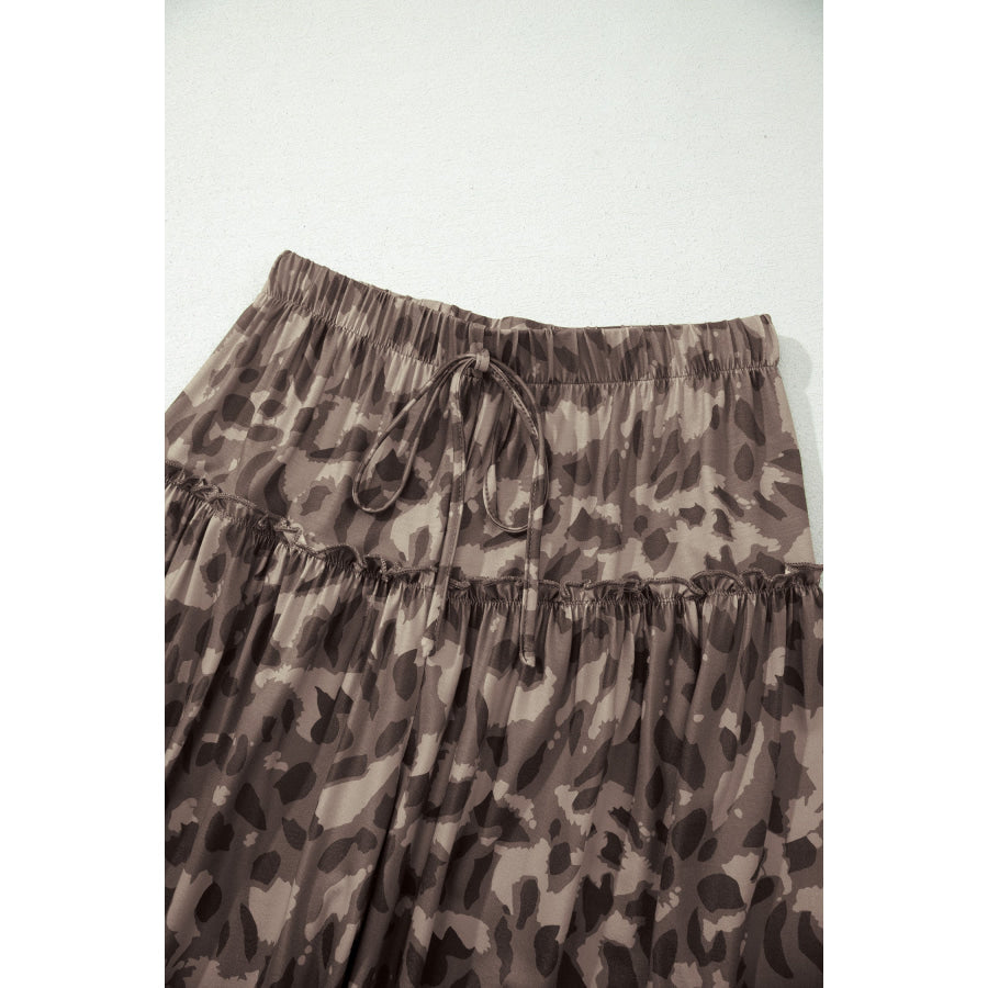 Multicolour Camo Print Wide Leg Casual Pants Bottoms/Pants & Culotte