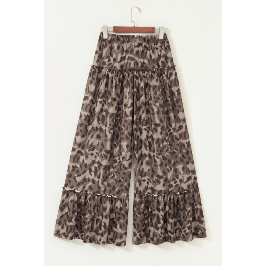 Multicolour Camo Print Wide Leg Casual Pants Bottoms/Pants & Culotte