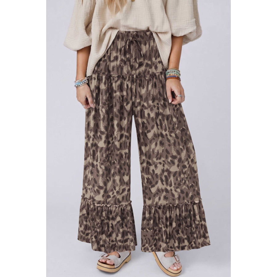 Multicolour Camo Print Wide Leg Casual Pants Bottoms/Pants & Culotte
