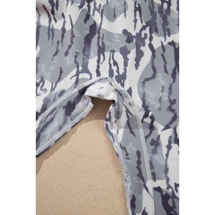 Multicolour Camouflage Pattern High Waist Leggings Bottoms/Leggings