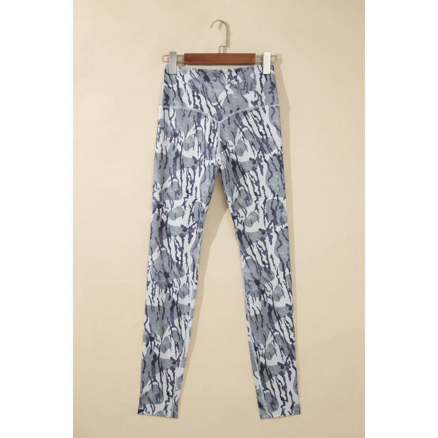 Multicolour Camouflage Pattern High Waist Leggings Bottoms/Leggings
