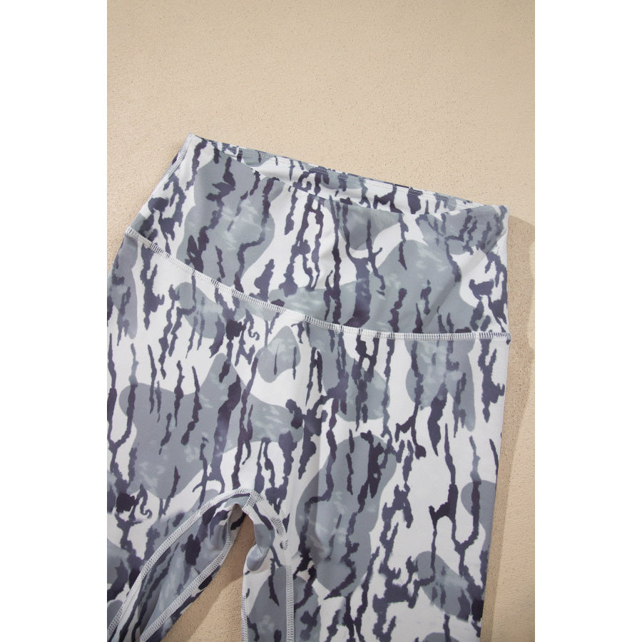 Multicolour Camouflage Pattern High Waist Leggings Bottoms/Leggings