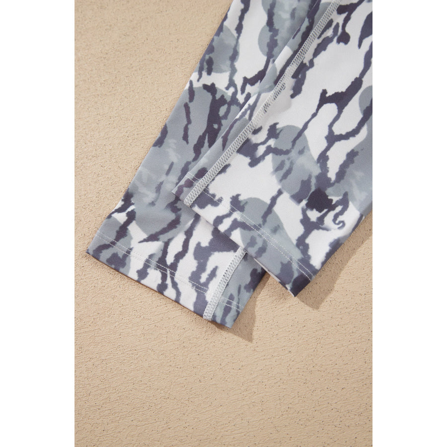 Multicolour Camouflage Pattern High Waist Leggings Bottoms/Leggings