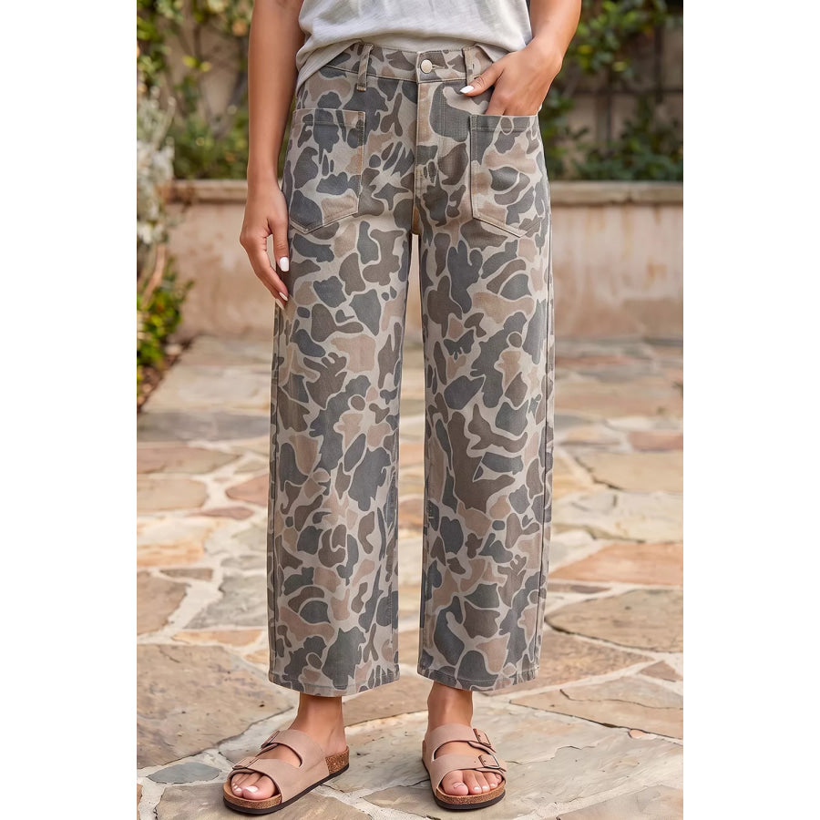 Multicolour Camouflage Shift Ankle Length Jeans Apparel and Accessories