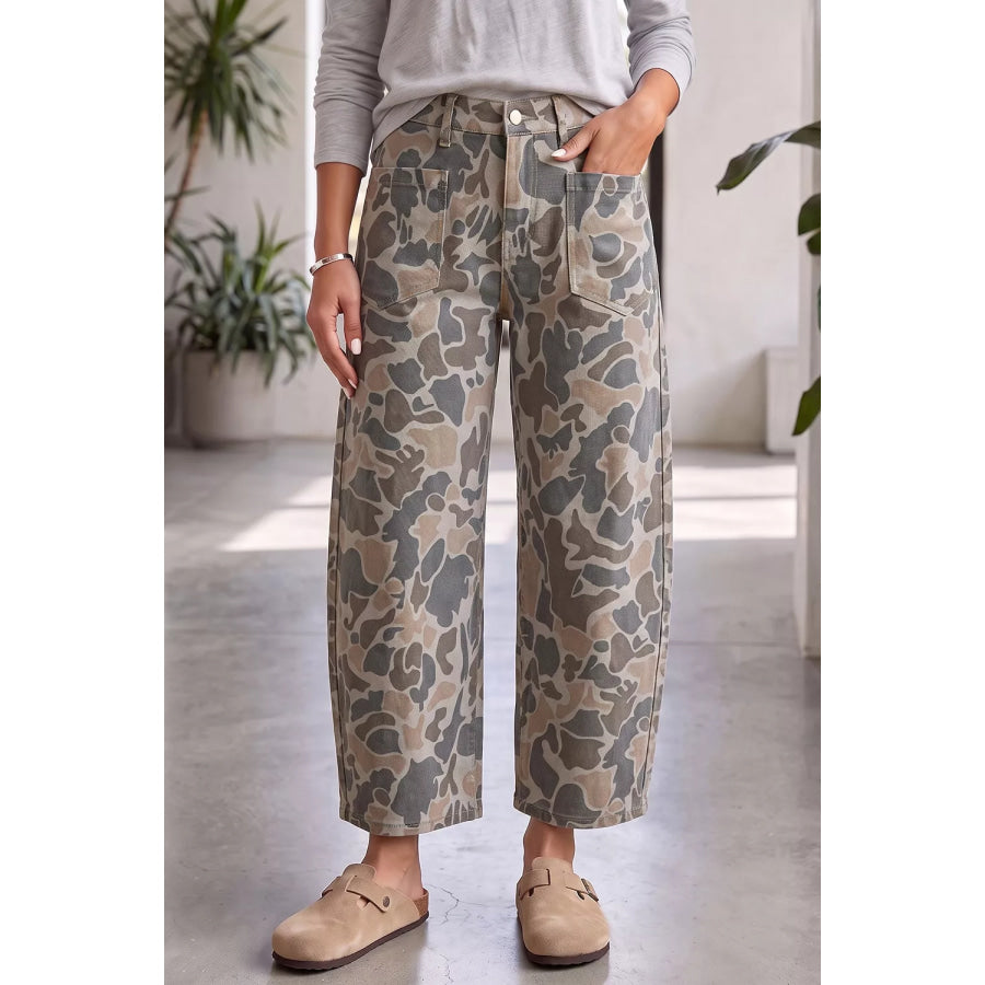 Multicolour Camouflage Shift Ankle Length Jeans Apparel and Accessories