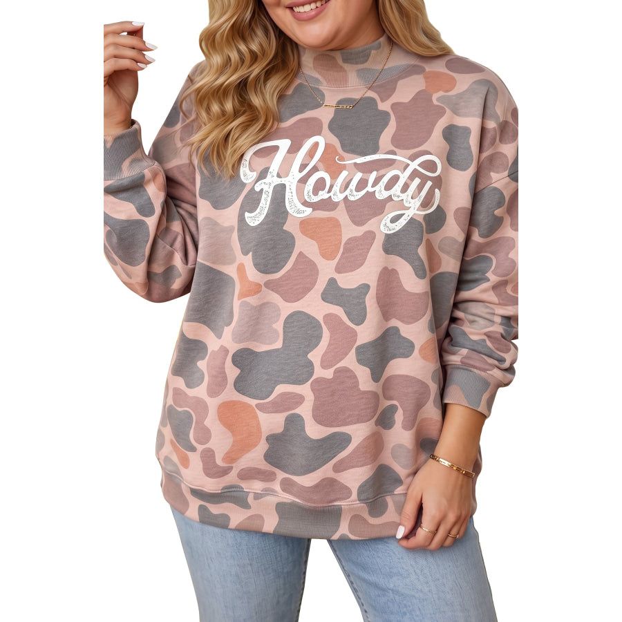 Multicolour Camouflage Western Graphic Plus Size Sweatshirt Size/Plus Sweatshirts & Hoodies