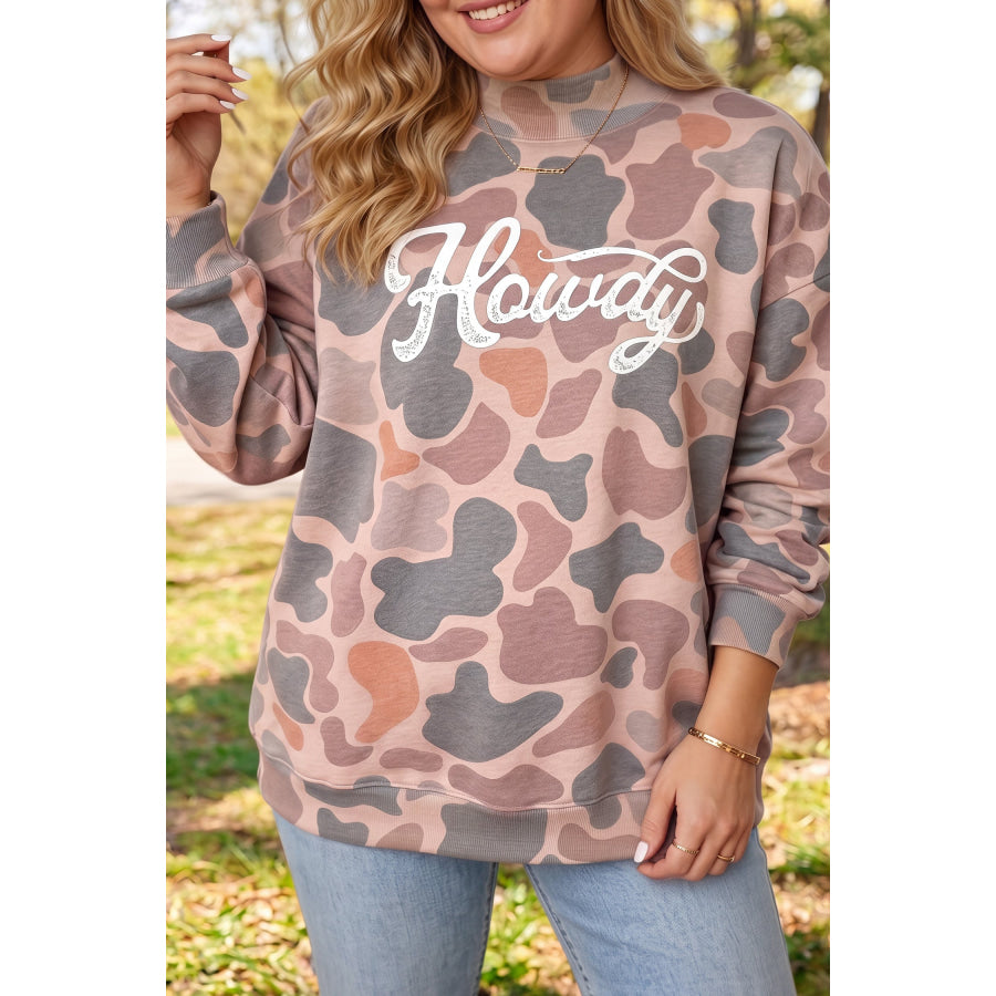 Multicolour Camouflage Western Graphic Plus Size Sweatshirt Size/Plus Sweatshirts & Hoodies