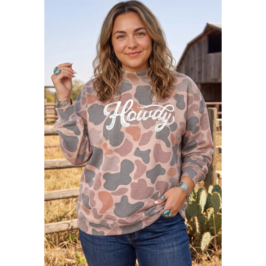Multicolour Camouflage Western Graphic Plus Size Sweatshirt Size/Plus Sweatshirts & Hoodies