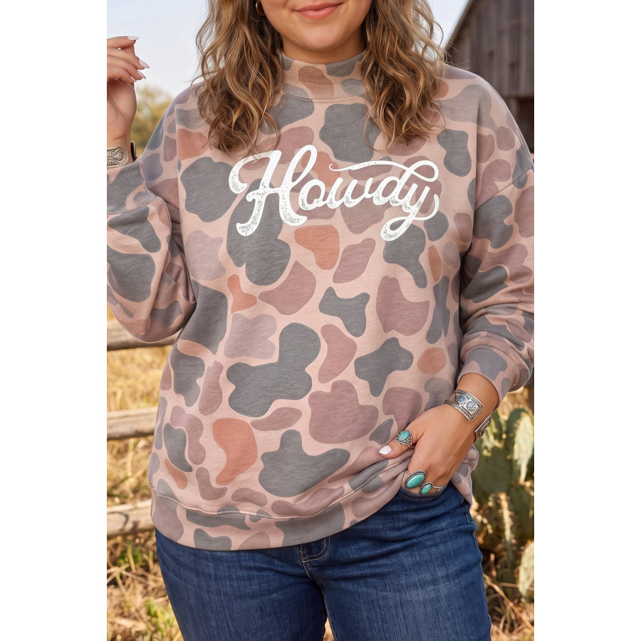 Multicolour Camouflage Western Graphic Plus Size Sweatshirt Size/Plus Sweatshirts & Hoodies