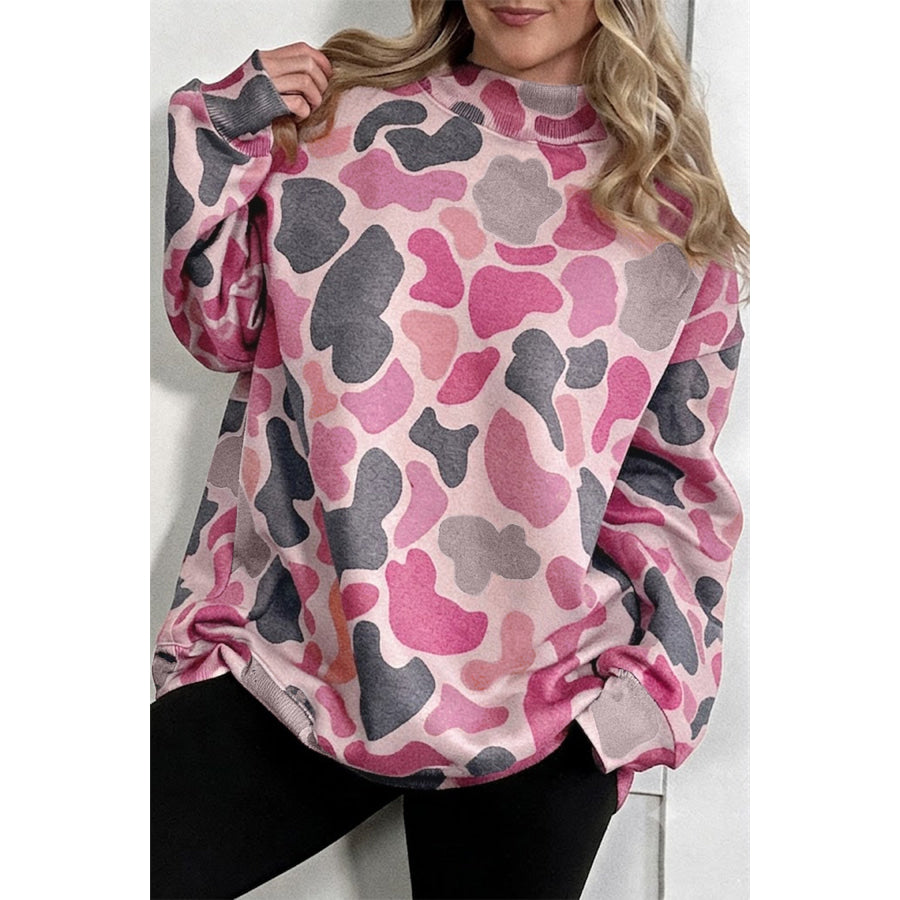 Multicolour Camouflage Western Style Pullover Sweatshirt Pink / S Tops/Sweatshirts & Hoodies