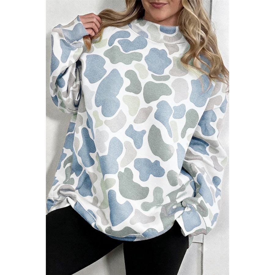 Multicolour Camouflage Western Style Pullover Sweatshirt Sky Blue / S Tops/Sweatshirts & Hoodies