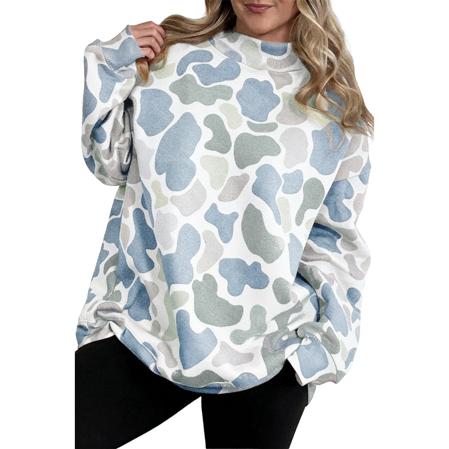 Multicolour Camouflage Western Style Pullover Sweatshirt Tops/Sweatshirts & Hoodies