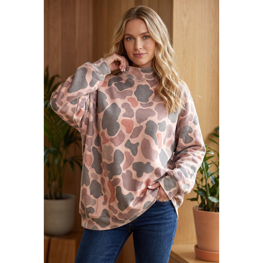 Multicolour Camouflage Western Style Pullover Sweatshirt Tops/Sweatshirts & Hoodies