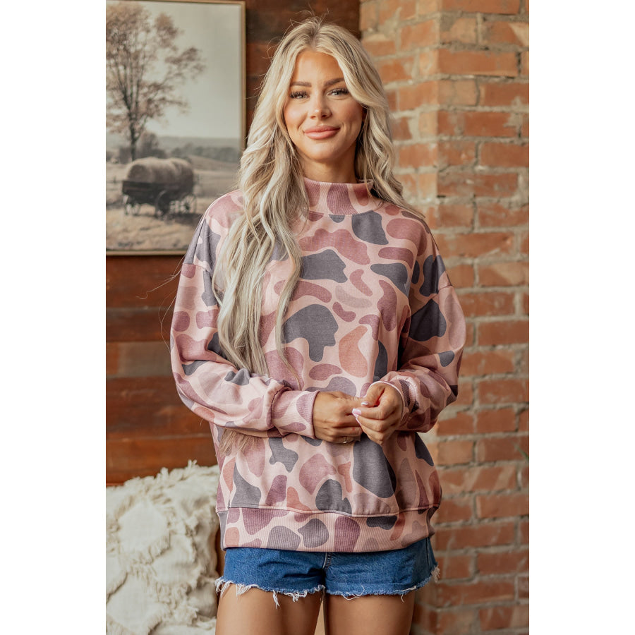 Multicolour Camouflage Western Style Pullover Sweatshirt Tops/Sweatshirts & Hoodies