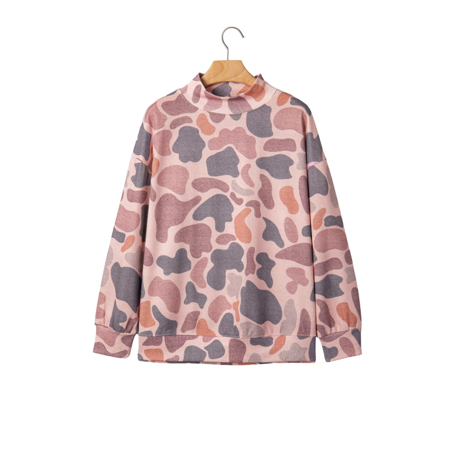 Multicolour Camouflage Western Style Pullover Sweatshirt Tops/Sweatshirts & Hoodies