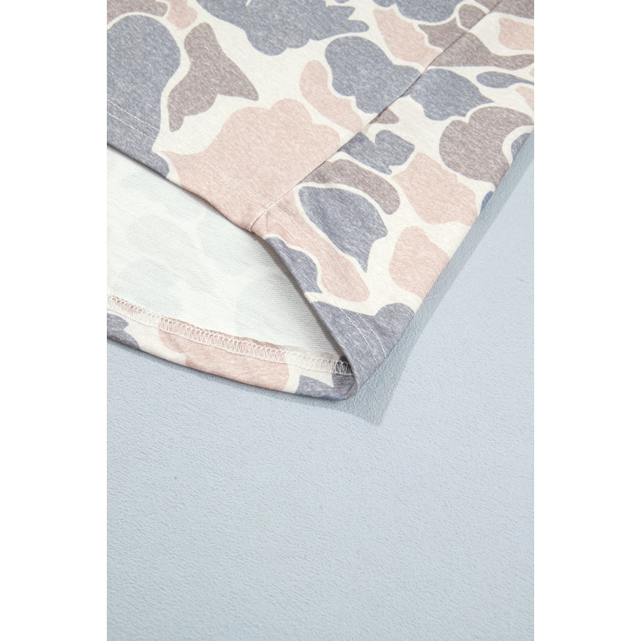 Multicolour Casual Camouflage Button Down Tunic Shacket Outerwear/Jackets