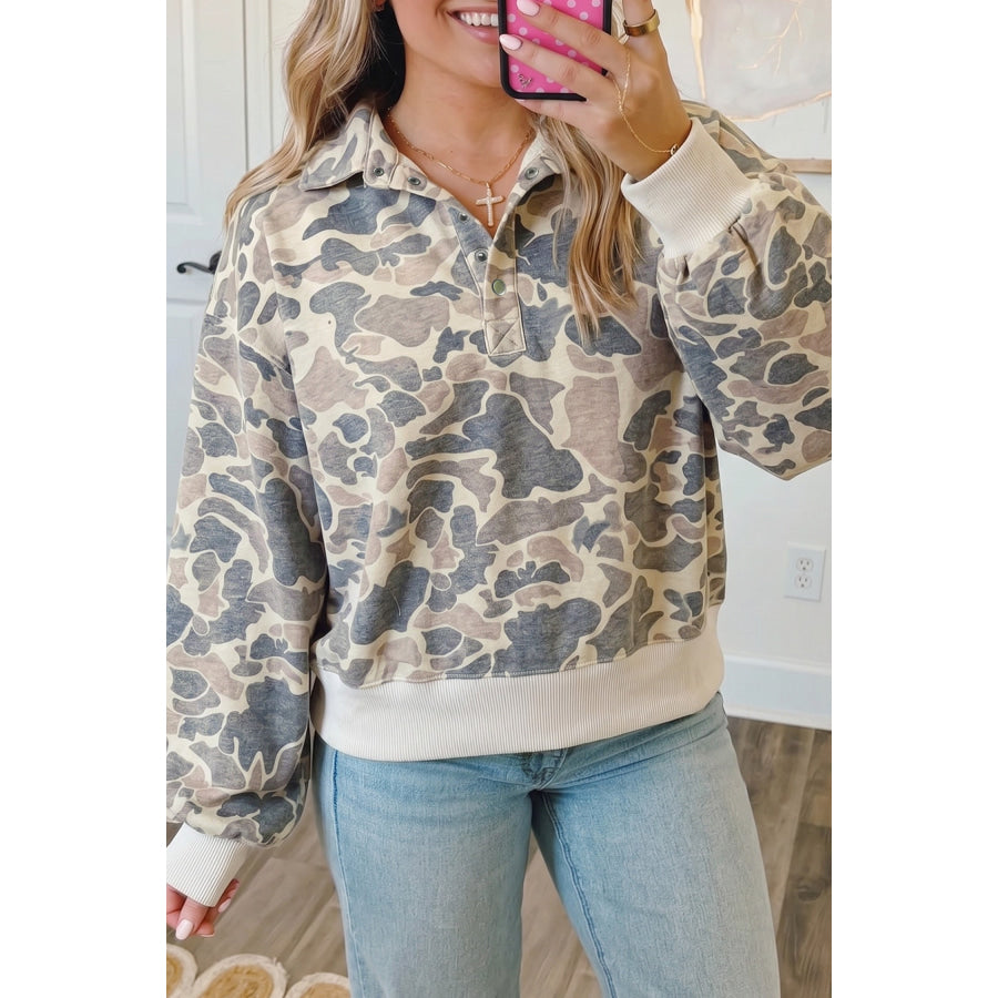Multicolour Casual Camouflage Collar Pullover Sweatshirt Multicolour / S / 95% Polyester + 5% Elastane Tops/Sweatshirts & Hoodies