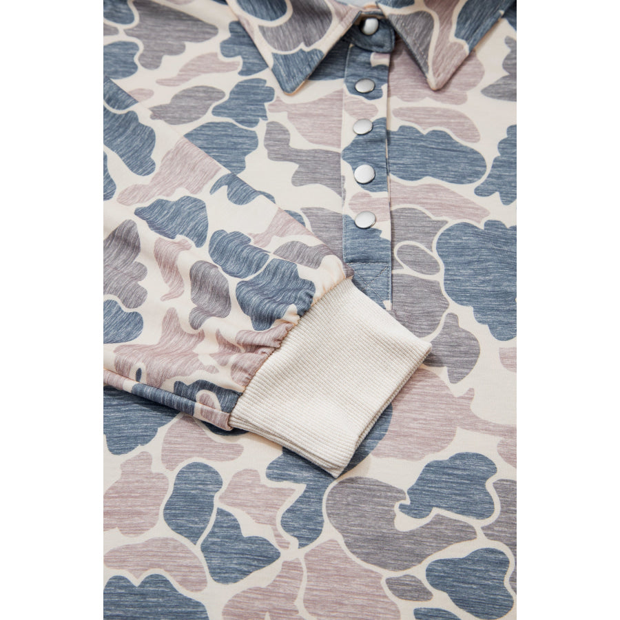 Multicolour Casual Camouflage Collar Pullover Sweatshirt Tops/Sweatshirts & Hoodies