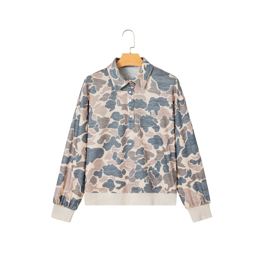 Multicolour Casual Camouflage Collar Pullover Sweatshirt Tops/Sweatshirts & Hoodies