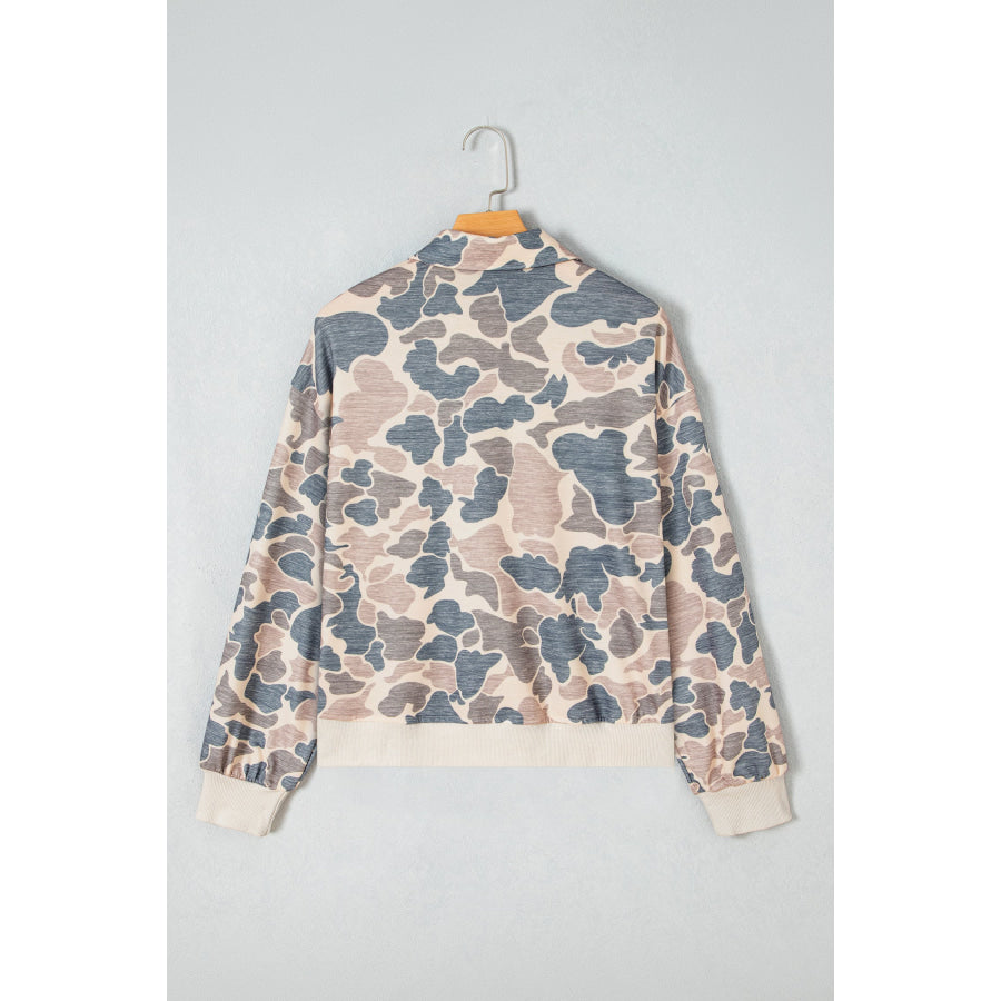 Multicolour Casual Camouflage Collar Pullover Sweatshirt Tops/Sweatshirts & Hoodies
