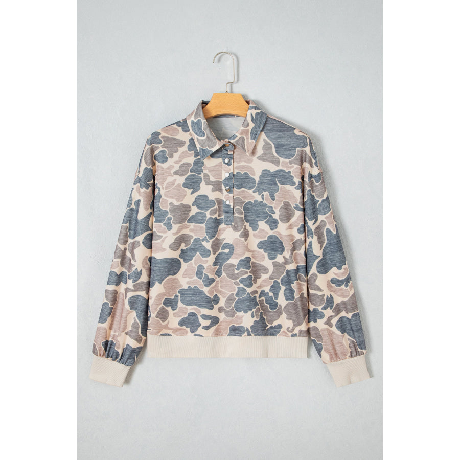 Multicolour Casual Camouflage Collar Pullover Sweatshirt Tops/Sweatshirts & Hoodies