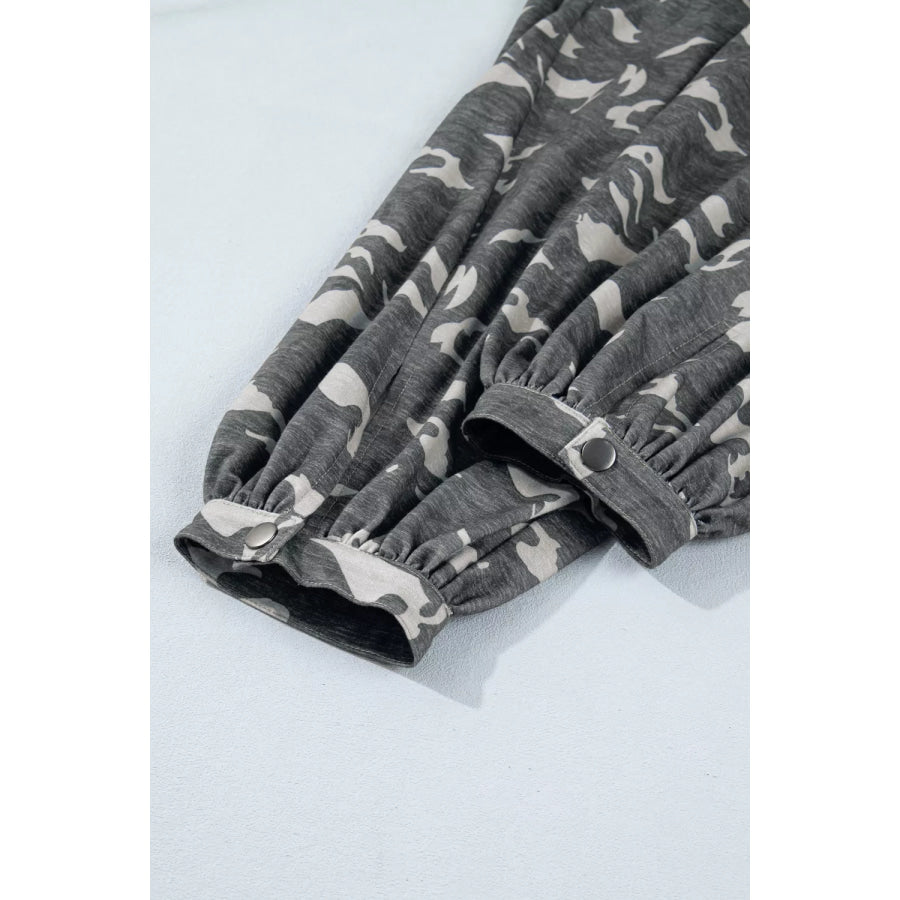 Multicolour Drawstring Contrast Waistband Camouflage Cargo Barrel Pants Apparel and Accessories