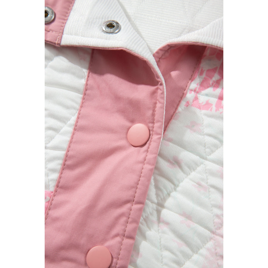 Multicolour Floral Quilted Half Button Pocketed Pullover Sweatshirt Tops/Sweatshirts & Hoodies