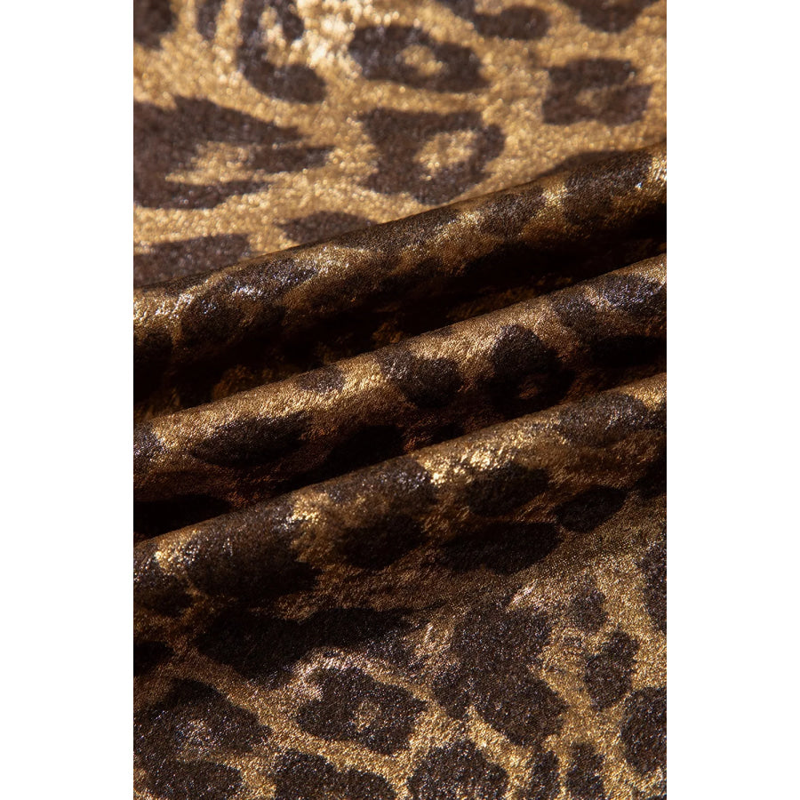 Multicolour Leopard Print Western Style Wide Leg Full Length Pants Apparel and Accessories